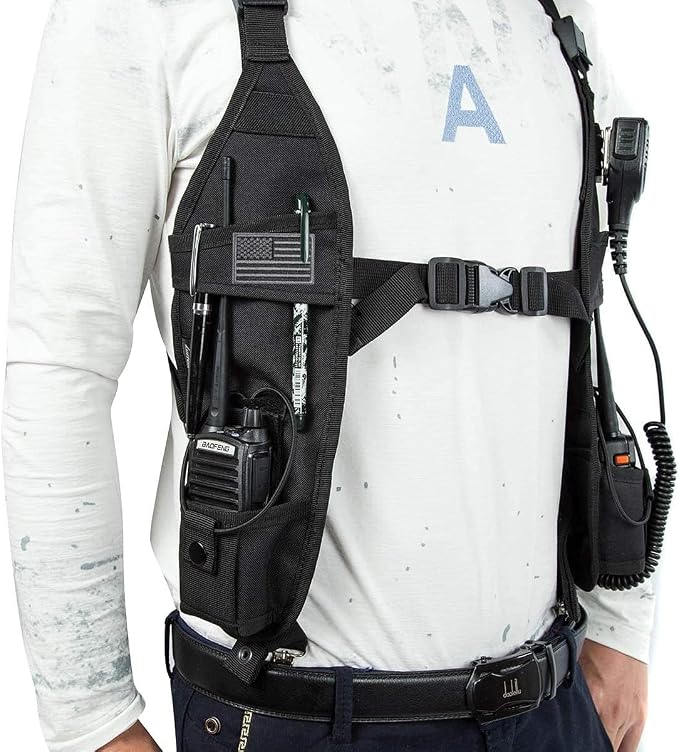 Radio Shoulder Harness Holster Chest Holder Universal Vest Rig for Police Firefighter Two Way Radio Search Rescue Essentials