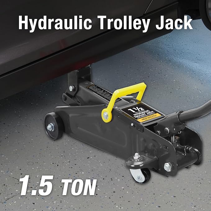 Big RED Torin Hydraulic Trolly Service/Floor Jack with Blow Mold Carrying Storage Case, 1.5 Ton (3,000 lb) Capacity, Black,AT820014SB-1