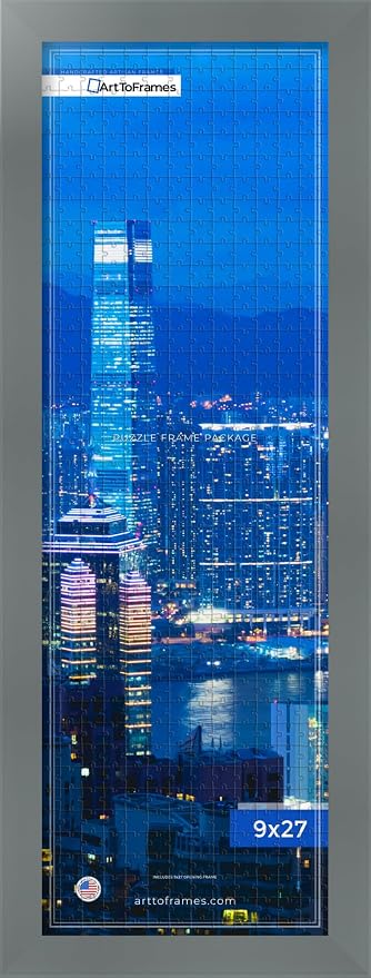 ArtToFrames Puzzle Frame for Buffalo Games 500 Piece Jigsaw Puzzles, 9x27 Inch (23x69 cm), Granite Engineered Wood with Economy Acrylic, Ready to Hang Puzzle Display
