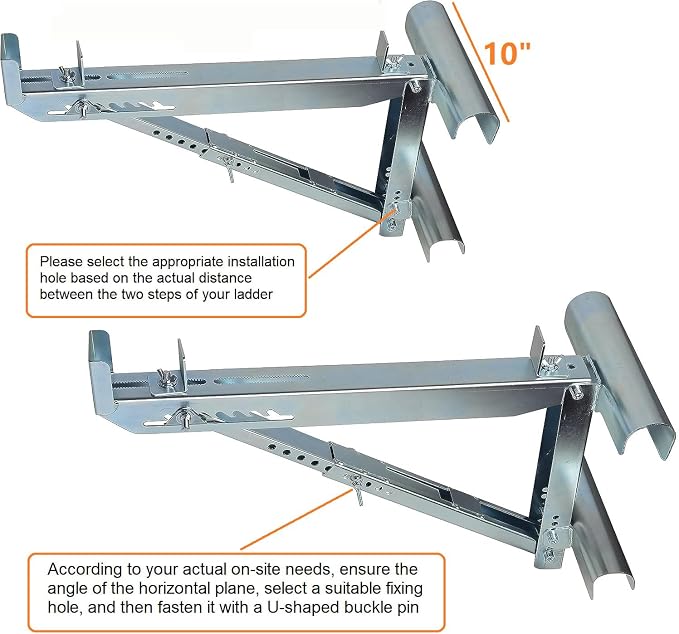 Ladder Jacks Scaffold Bracket, Two-Rung Short Body Extension Ladder Jack for Working Stage (1 Pair)