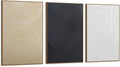 Large Boho Textured 3D Wall Art Neutral Set of 3-24"x36" Hand-Painted Abstract Framed Paintings for Living Room, Bedroom - Modern Minimalist Black White Neutral Boho Decor