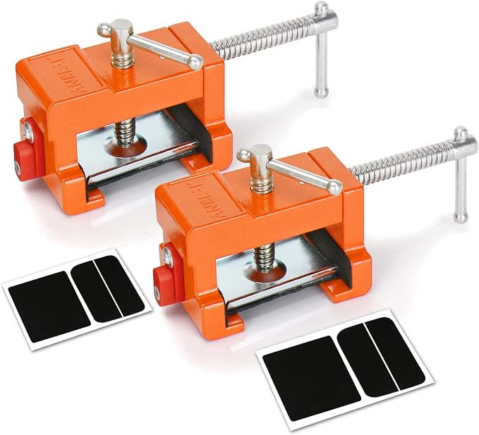 Cabinet Clamps, Cabinetry Clamps Cabinet Face Frame Clamps Cabinet Installation Clamps Cabinet Tools with Two Side Screws and Alignment Plate, 2 Pack, Up to 440 lbs Load Capacity, Orange