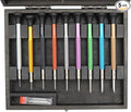 Horotec MSA01.020 (01.020-E) Set of Precision Watchmakers Screwdrivers in Aluminium and Stainless Steel Bits - Swiss Made, Red