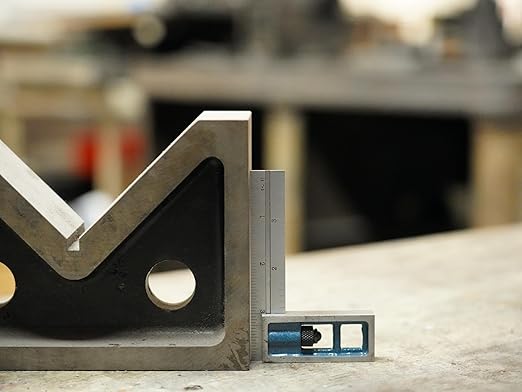 PEC Precision Double Square - 4 Inch Adjustable Machinist Square, Hardened Tempered Steel Blade, Satin Chrome Finish, Graduations 1/32,1/64", 0.5mm,1mm, Made in USA