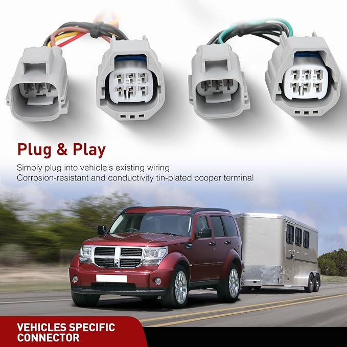 Nilight 4 Pin Trailer Wiring Harness Kit 56334 Simple Fit Tow Hitch | Vehicle Standard 4 Way Connector Custom for 2007 2008 2009 2010 2011 2012 Dodge Nitro Jeep Liberty Accessories