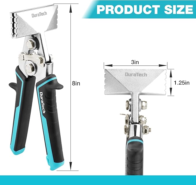 DURATECH 3 Inch Sheet Metal Bender, Hand Seamers Sheet Metal Tools with Ergonomic TPR Handle, Straight Jaw Metal Bending Pliers for Bending, Seaming and Flattening Metal