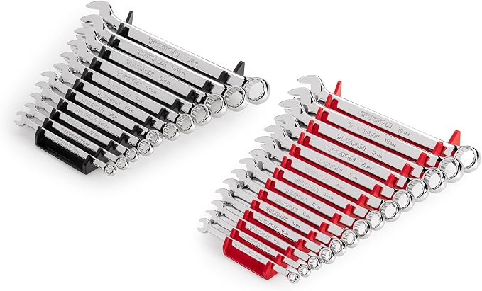 TEKTON Combination Wrench Set, 25-Piece | WCB91303 | (1/4 - 3/4 in., 6 - 19 mm), Wrench Rack, Chrome Finish