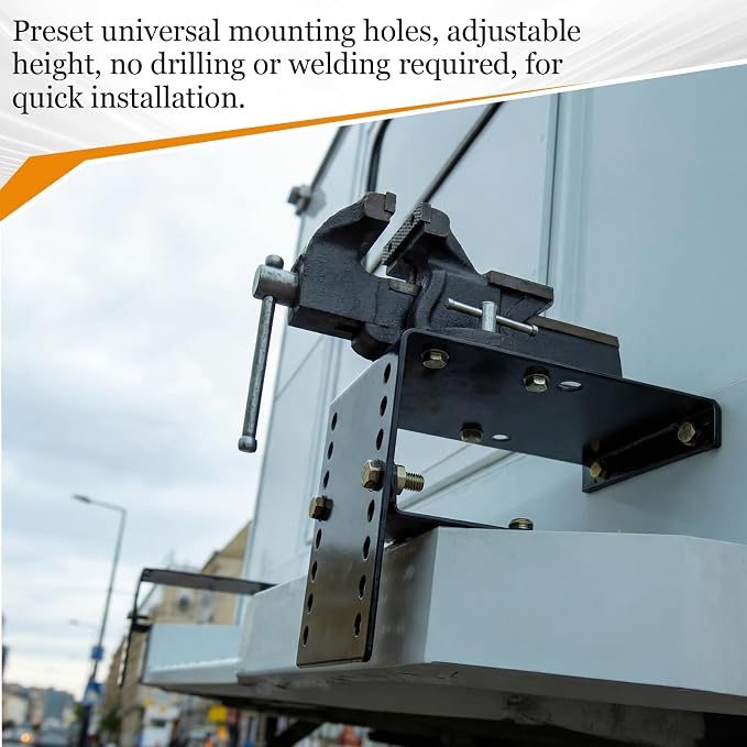 Outus Bumper Vise Mount Rv Bumper Support Bracket Pre-drilled for Versatile Height Adjustment, Easily Bolt to Utility Truck or Service Body Truck, Hardware Included, Carbon Steel, Black