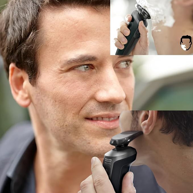 PHILIPS AquaTouch Wet & Dry Electric Shaver for Men, Rechargeable Rotary Razor with ComfortCut Blades and Precision Trimmer 5D Flex Head-Packaging May Vary