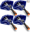 Right Angle Clamp, Housolution [4 PACK] Single Handle 90° Aluminum Alloy Corner Clamp, Right Angle Clip Clamp Tool Woodworking Photo Frame Vise Holder with Adjustable Swing Jaw - Blue