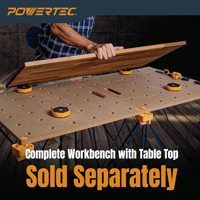 POWERTEC Arachni-Flex Portable Workbench 2x4ft Collapsible Workstand - Heavy Duty Folding Work Table Base, 2500 lbs Capacity 36 Inch Work Height, No Assembly Mobile Work Station w/Carry Strap (71926)