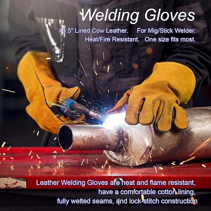 VASTOOLS MIG Welding Tools,10pc,Chipping Hammer,Leather Welding Gloves,Speed Square,Welding Clamp,Soapstone Holder,Welding Magnet,Welpers Pliers,MIG Nozzle Reamer,Wire Brush