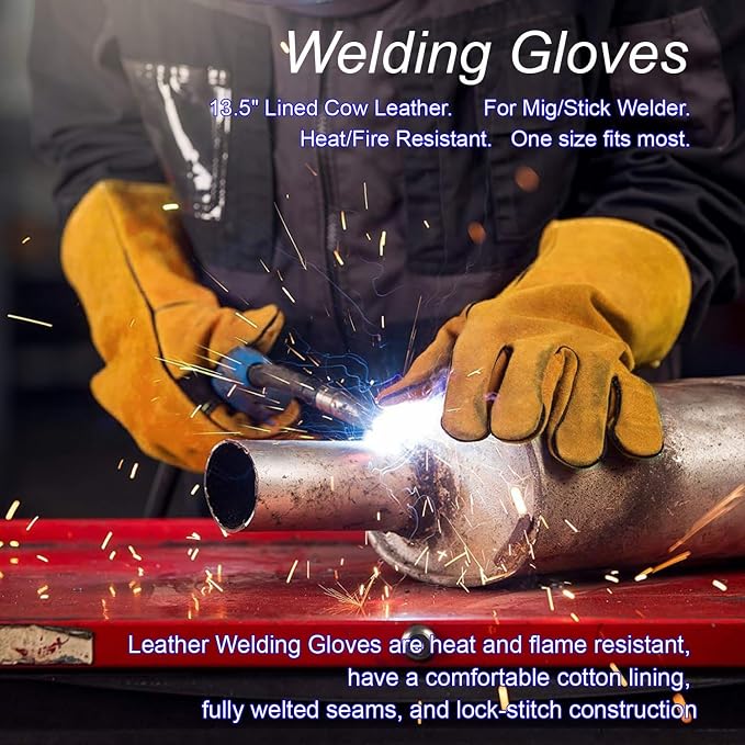 VASTOOLS Welding Accessories,23pc,Chipping Hammer,Leather Welding Gloves 13.5",Soapstone Holder,16'x 1"Tape measures,50LB Welding Magnet,Triple Flint Torch Striker,Torch Cleaner,Wire Brush