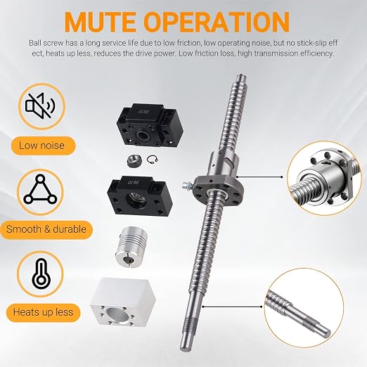 2Pcs HGR15-400MM Linear Rails kit with 4 Bearing Block,1Pcs SFU1204-400MM Ball Screw with Metal Deflector Ball Screw Nut, BF10/BK10 kit, Nut Housing, Coupling for 3D Printer and CNC Machine
