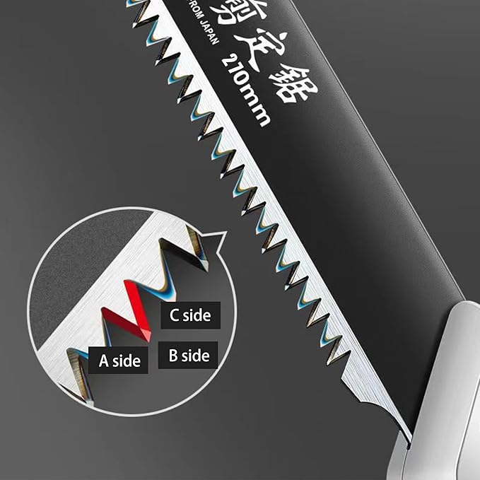 Medium Length japanese pull saw with Super Sharp Teeth,Thickened SK5 Steel,for Home Pruning, Logging, Landscaping,Three Sided Grinding,10.5"