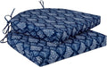 Cozyide Outdoor Chair Cushions, Waterproof Patio Seat Cushions with Adjustable Straps, Round Corner Patio Chair Cushions for Garden, Indigo Badge, 17x16x2 Inch (Pack of 2)