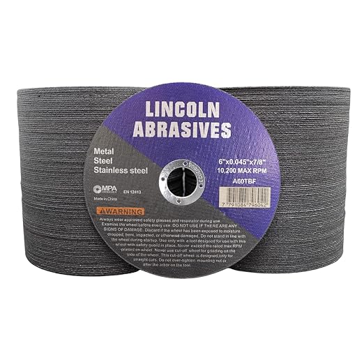 200 Pack 6" Cut-Off Wheels Lincoln Abrasives .045" Metal & Stainless Steel