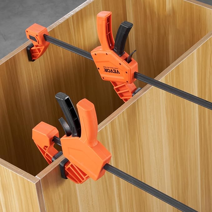 VEVOR Bar Clamps for Woodworking, 2-Pack 24" One-Handed Clamp/Spreader, Quick-Change F Clamp with 300 lbs Load Limit, High-strength Plastic and Carbon Steel, Wood Clamps for Woodworking Metal Working