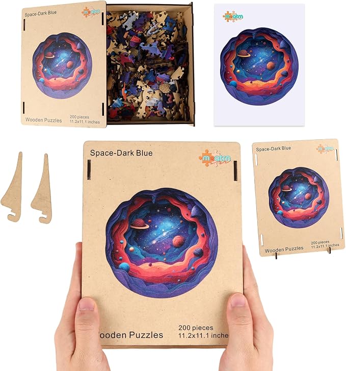 MEATRN 500 Pieces Puzzles for Adults - Solar System Planets Wooden Jigsaw Puzzles, Educational Toys for Adults and Teens, Stress Relief Wood Puzzles Game, Wall Decoration, 16.5x16.4 in