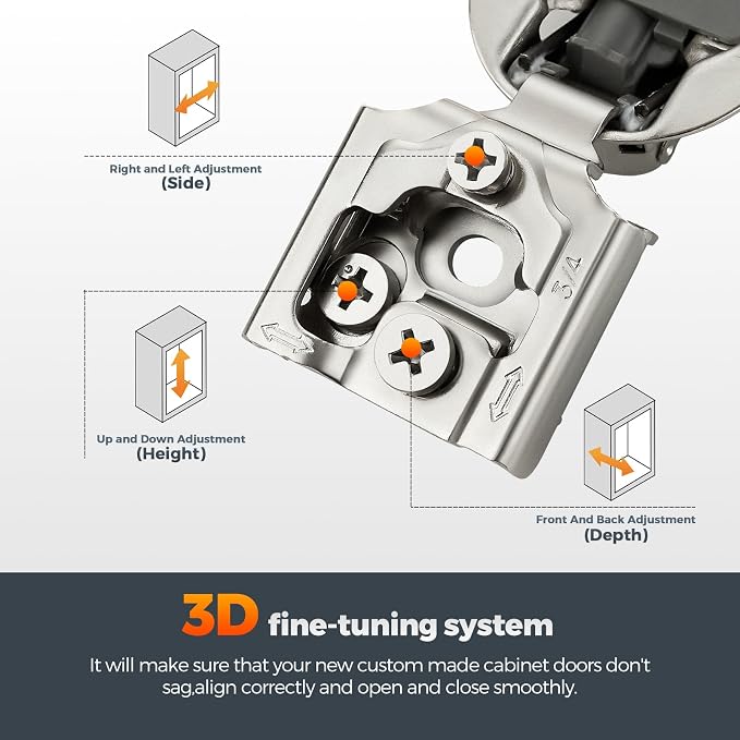 2 Pack (1 Pairs) 3/4" Overlay Soft Close Cabinet Hinges, Satin Nickel Stainless Steel Concealed Hinges with 3D Self-Closing for Face Frame Doors & Kitchens