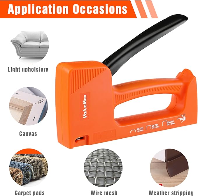 VALUEMAX Light-Duty Staple Gun Kit, Includes 1600PCs 5/16'' Staples, Manual JT21 Staples, for Upholstery, Material Repair, Decoration, Furniture, DIY Use