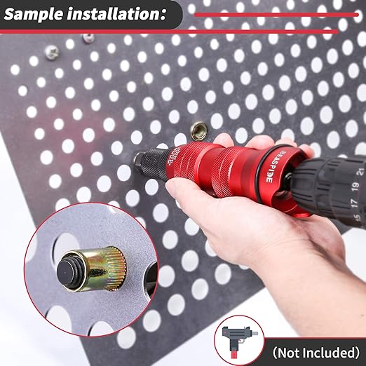 Beaspire Cordless Drill Electric Rivet Nut Drill Adapter Kit, Rivet Nut Tool Kit Including 10 Mandrel and 50Pcs Assorted Rivet Nuts, Rugged Carrying Case