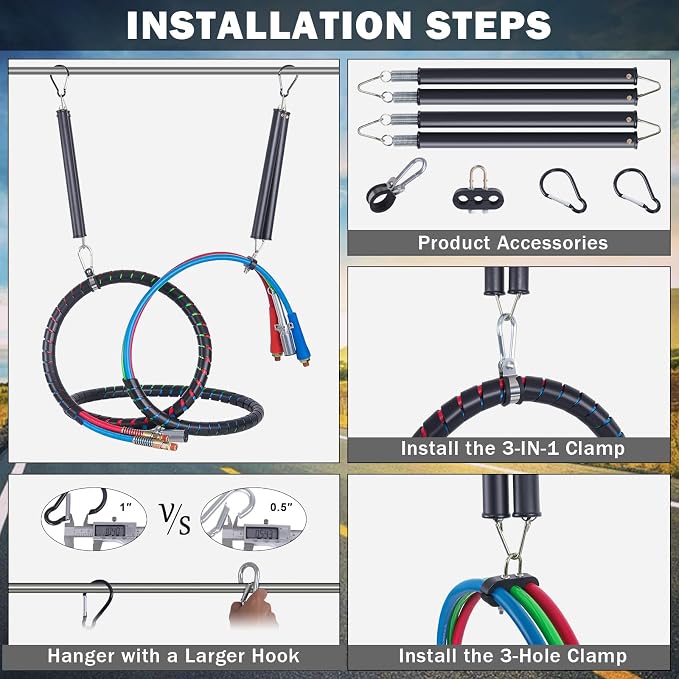 CheeMuii 2PCS 16" Double Tender Spring Kits with 2 Style Air Hose Holders