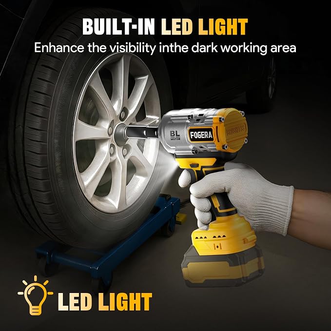 1/2" Cordless Impact Wrench for Dewalt 20V Battery, 1100 Ft-lbs (1500N.m) | (Battery Not Included), High Torque Impact Driver, Brushless Impact Gun, with 3 Speed Modes, LED Light, 6 Impact Sockets