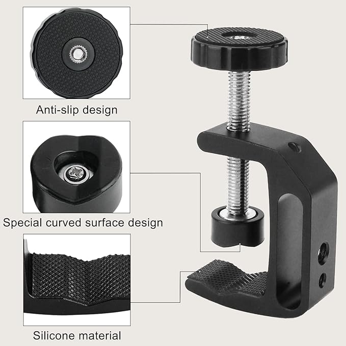 Universal C-Clamp With 1/4 And 3/8 Thread Hole For Desktop Mount Holder LCD Monitor Flash Desks Carts Benches Worktables (2)