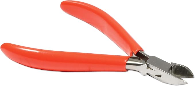The Beadsmith Platinum Series German Flush Cutter, 4.75 inches (120mm) with polished steel head, red PVC comfort grip handle and double-leaf spring, tool for jewelry making