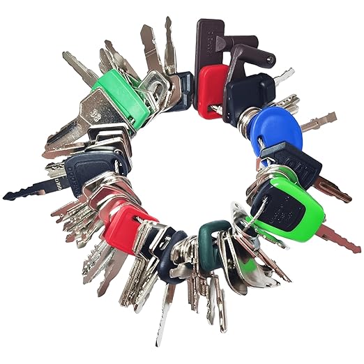 50 Equipment Keys Master Set Ignition Keys for Kubota JCB Cat Yanmar Honda Ditch Witch Backhoes Excavators Forklifts Loaders Tractors Bullozers and Other Construction Equipments
