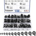 Tnisesm 140 Pcs 12Values 6-22mm Spring Hose Clamp Assortment Kits Silicone Vacuum Hose Action Low Pressure Air Clip Clamp Hoses Clamps sleeving(Black)