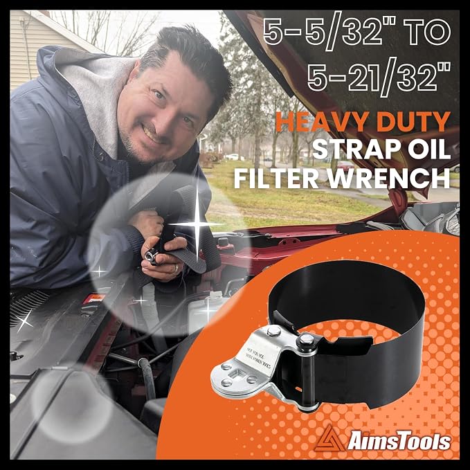 Heavy Duty Oil Filter Wrench, 130-143mm for Trucks Cars RVs | 5-5/32 to 5-21/32 Inch Range, Universal Removal Tool, Trucks Cars Motorhomes