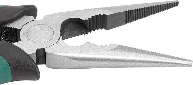 ZOENHOU 16 PCS 6 Inch Spring Loaded Needle Nose Pliers with Side Cutter, Professional Precision Long Nose Pliers with Side Cutting for Cables Clamping Pinching