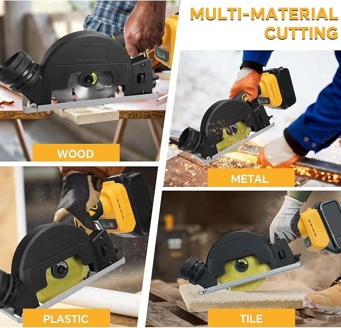 Cordless Mini Circular Saw for Dewalt 20v Battery, 4" Brushless Power Circular Saws, 12000RPM Small Circular Saw，2 Blade, Cutting Depth 0.8"(20mm) for Metal, Wood, Plastic(No battery)