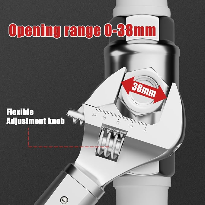 VANPO Adjustable HVAC Digital Torque Wrench, 5-99.6 Ft.lb/6.8-135Nm | 38mm Jaw & 1/2" Ratchet, 14×18mm Open End, ±2% Accuracy, Buzzer, Vibration, LED Indicator for Split AC, Motorcycle, Plumbing