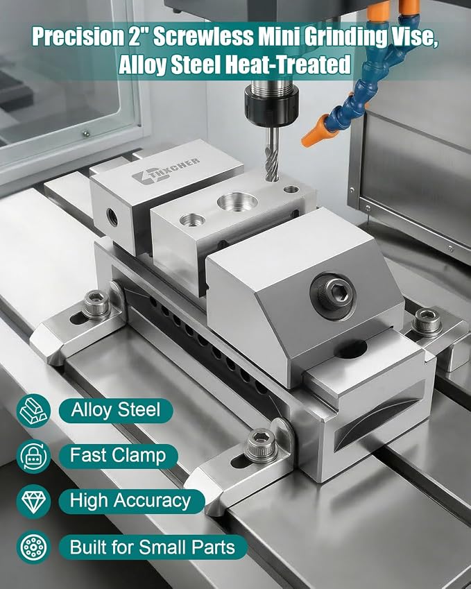 2In Precision Screwless Mini Grinding Vise, Alloy Steel Insert Vise