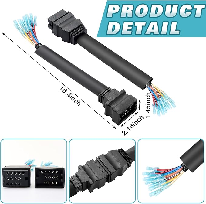Lasnten 13 Pin Compatible with Boss Snow Plow Wiring Harness | Repair Kit, Compatible with Boss Snow Plow, Replace Msc04753 Msc04754, Parts for Blade Pigtail Repair Vehicle