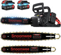 2100W Battery Powered Chainsaw for Storm Cleanup, 18 and 16-Inch Interchangeable Bars, 42V Max Cordless Electric Chain Saw with Two 4.0Ah Batteries for Backyard Tree Felling (Red Black)