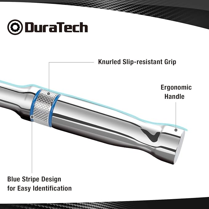 DURATECH 3/8-Inch Drive Ratchet, 90-Tooth Quick-Release Ratchet Wrench | Reversible, Cr-V Made, 4° Swing, Full Polished, Professional Socket Wrench for Men Women Stocking Stuffers for Men Women