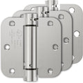 Luxbaro 3 Pack Spring Hinges Self Closing 3.5 Inch, Self Closing Door Hinges with 5/8'' Radius Corners, Adjustable Tension for Garage, Front and Back Doors, Left and Right Hand, UL Listed