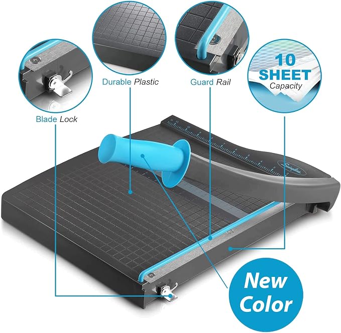 Swingline Guillotine Paper Cutter Heavy Duty, 12 Inch Paper Cutting Board with Guard Rail, Blade Lock, Cuts Up to 10 Sheets, Professional Manual Paper Cutter Trimmer for Scrapbooking, Crafts & Photo.