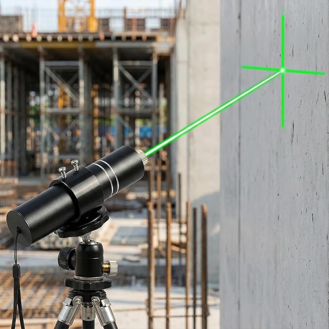 Three-Head Green Laser Level with 2M Charger | 520nm Cross/Linear Laser Generator | Rechargeable Alignment Tool for Woodworking, Construction & Fabric Cutting (Base & AC/DC Adapter) Green Line