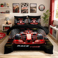 Red Race Car Comforter Set Queen Size,Black White Checkered Racing Flag Bedding Set for Kids Boys Room Decor,7Pcs Cool Sports Themed Bedding with Comforter,Fitted Sheet,Flat Sheet,Pillowcases.