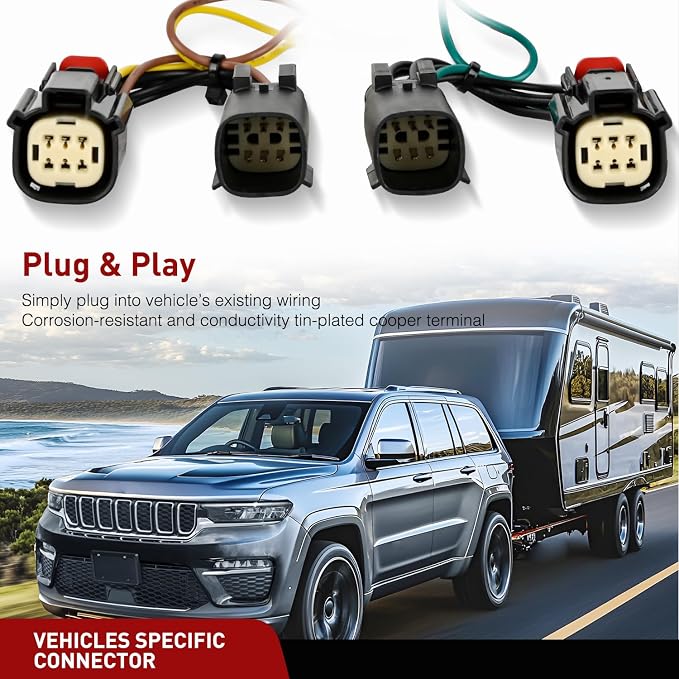 Nilight 4 Pin Trailer Wiring Harness Kit 118847/56473 Simple Fit Hitch | Vehicle Standard 4 Way Connector Custom for 2022 2023 2024 2025 Jeep Grand Cherokee 2021-25 Grand Cherokee L Accessories
