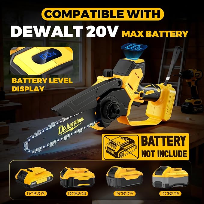 Cordless Mini Chainsaw Compatible with Dewalt 20V MAX Battery, 6 Inch & 8 Inch Small Electric Chainsaw Brushless, Auto Oiler, Handheld Pruning Tree Saw Gift for Men Dad Husband Fathers (Tool Only)