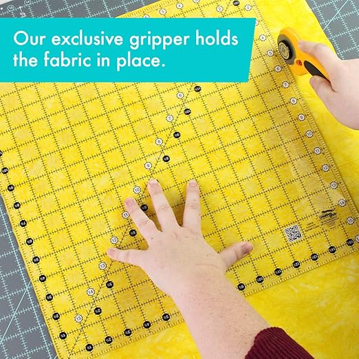 Creative Grids Quilt Ruler 16-1/2in x 16-1/2in Square – CGR16 – Made in USA, Non-Slip Grip Acrylic Quilting, Sewing, Crafting, Patchwork Ruler for Measuring & Cutting Fabric