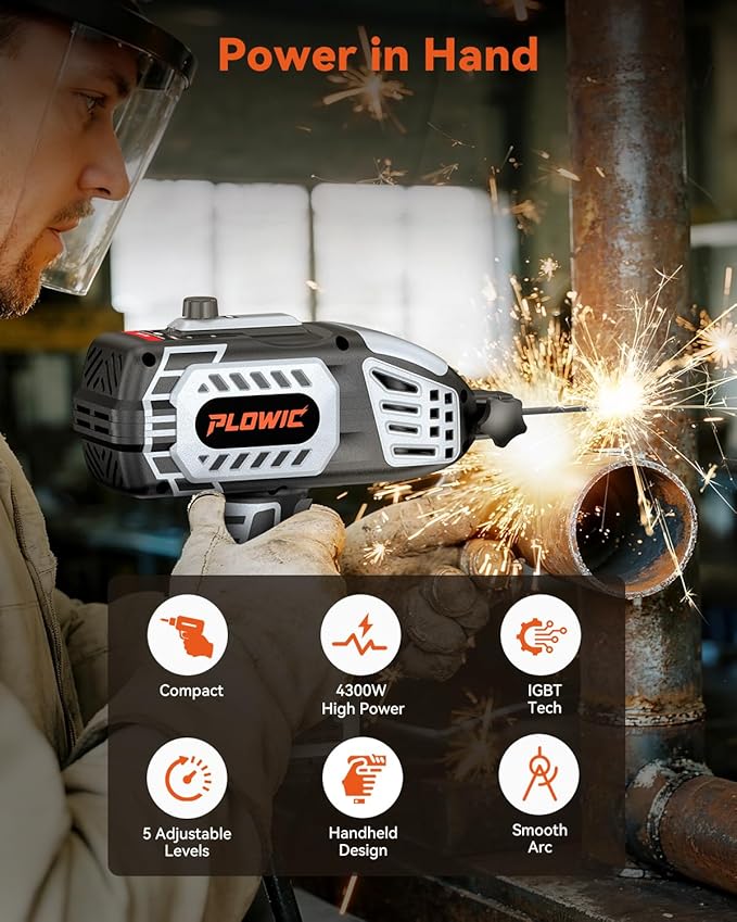 Portable Welding Machine 110V, Portable Handheld Welder with IGBT Inverter 5 Variable Current Adjustment, Electric ARC Stick Welder Gun for 1/16"-1/8" Rods, Carring Case &20 Rods Included