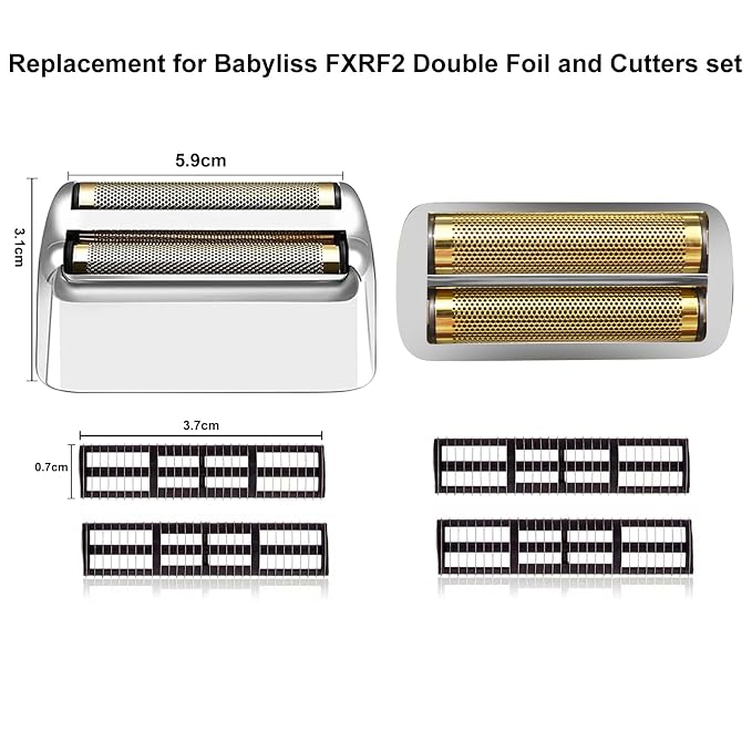 Silver Replacement blades Foil and Cutters Compatible with BaBylissPRO Barberology FXFS2 Shaver foil Replacement Heads(1 pack ）