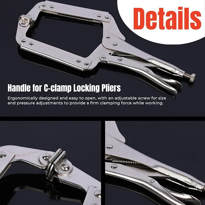 18 Inch C Clamp Locking, 5 Pcs Heavy Duty Welding Clamps Pliers Set Vise Grip Clamps with Swivel Pad for Electrician Maintenance, Wood Working, Welding and Craftsmen Home Workshop